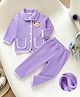 Mark & Mia Full Sleeves Winter Wear Co-ords Night Suit With Teddy Bear Patch - Purple