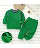Mark & Mia Full Sleeves Teddy Bear Embroidered T-Shirt & Pyjama Winter Wear Night Suit - Green
