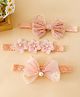Babyhug Free Size Hedbands With Floral & Bow Applique - Light Orange