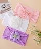 Babyhug Free Size Hedbands With Floral & Bow Applique - Pink, White & Purple