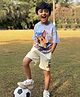 Nap Chief Cotton Blend Knit Nickelodeon Paw Patrol Featuring Half Sleeves Character Printed Tee & Cargo Shorts Set - Blue