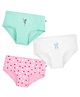 Plan B Cotton Knit Pack Of 3 Girl Bow & Polka Dots Printed Panties - Mint Baby Pink & White