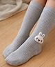 Neska Moda Cotton Elastane Knit Bunny Applique Detailed Socks - Grey