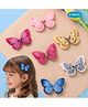 Puchku Set Of 6 Butterfly Applique Detailed & Stones Embellished Alligator Hair Clips - Multi Colour