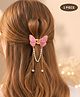 Puchku Pearl Tassels Embellished Butterfly Applique Detailed Claw Hair Clip - Pink