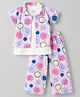 Olio Kids Sinker Knit Half Sleeves Polka Dots Printed Co-Ords Top & Pant Set With Inner Solid Tank T-Shirt - Pink