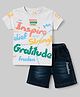 Olio Kids Sinker Knit Half Sleeves Text Printed T-Shirt & Shorts Set - Multicolor