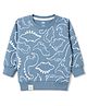 Pink Rabbit Looper Knit Full Sleeves Dino Printed T-Shirt - Blue