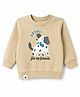 Pink Rabbit Looper Knit Full Sleeves Puppy Printed T-Shirt With Ear Applique - Beige
