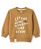 Pink Rabbit Looper Knit Full Sleeves Text & Rhino Printed T-Shirt - Brown