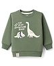 Rabbit Looper Knit Full Sleeves Dino Printed T-Shirt - Olive Green