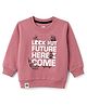 Pink Rabbit Looper Knit Full Sleeves Space Theme & Text Printed T-Shirt - Pink