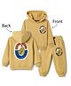 Pink Rabbit Looper Knit Full Sleeves Hooded T-Shirt & Lounge Pant Set With Banana Print - Khaki