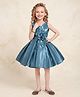 smile baby NX Sequence Knit Sleeveless Sequin Embellished Floral Applique Detailed Pleated Dress - Teal Blue
