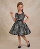 smile baby NX Jacquard Woven Sleeveless Stone Embellished Bow Applique Detailed Floral Printed & Textured Pleated Dress - Grey