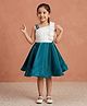 smile baby NX Tissue Woven Sleeveless Colour Blocked Floral Applique & Shimmered Dress - Dark Green