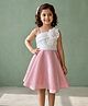 smile baby NX Tissue Woven Sleeveless Colour Blocked Floral Applique & Shimmered Dress - Pink