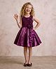 smile baby NX Satin Knit Sleeveless Lace Embellished & Floral Applique Detailed Pleated Dress - Wine