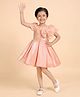 smile baby NX Sequence Knit Half Sleeves Sequins Embellished Bow Applique Detailed Pleated Dress - Peach