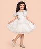 smile baby NX Tissue Woven Sleeveless Bead Embellished Metal & Floral Applique Detailed Dress - White