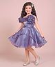 smile baby NX Tissue Woven Sleeveless Floral Applique Detailed Crystals Embellished  Dress - Lavender