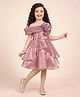 smile baby NX Tissue Woven Sleeveless Floral Applique Detailed Crystals Embellished  Dress - Rose Gold
