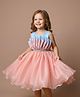 smile baby NX Chiffon Woven Sleeveless Stone Embellished Colour Blocked Pleated Dress - Peach