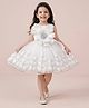 smile baby NX Tissue Knit Sleeveless Pearl Embellished Floral Applique & Thread Work Detailed Dress - White