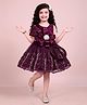 smile baby NX Tissue Knit Sleeveless Pearl Embellished Floral Applique & Thread Work Detailed Dress - Wine