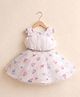 smile baby NX Tissue Woven Sleeveless Stones & Floral Applique Detailed Dress - White