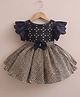 smile baby NX Woven Frill  Sleeves Stone Embellished Bow Applique Detailed Dress - Black