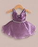 smile baby NX Woven Frill Sleeves Stones Embellished Bow Applique Detailed Dress - Purple