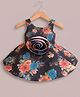 smile baby NX Scuba Woven Sleeveless Floral Printed & Applique Detailed Dress - Black