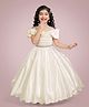 smile baby NX Satin Woven Cold Shoulder Floral Applique Detailed & Stones Embellished Gown - Cream