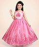 smile baby NX Tissue Woven Sleeveless Floral Applique Detailed Gown - Pink