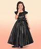 smile baby NX Satin Woven Sleeveless Sequin Embellished Bow Applique Detailed Gown - Black