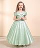 smile baby NX Tissue Knit Sleeveless Beads & Stones Embellished Floral Designed Gown - Mint
