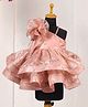 Casa Ninos Organza Woven Sleeveless Floral & Butterfly Printed Layered Dress - Rust