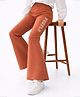 PURPLE UNITED KIDS Cotton Spandex Woven Purple Text Stones Embellished Flared Pant - Brown