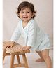 Halemons Muslin Woven Full Sleeves Solid Angarkha Styled Jhabla & Bloomer Set - Sea Green
