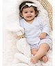 Halemons Muslin Woven Full Sleeves Solid Jhabla & Bloomer Set - Blue