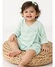 Halemons Muslin Woven Full Sleeves Solid Jhabla & Bloomer Set - Green