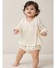Halemons Muslin Woven Full Sleeves Solid Jhabla & Bloomer Set - Yellow