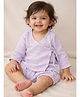 Halemons Muslin Woven Full Sleeves Solid Jhabla & Bloomer Set - Purple