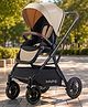 Babyhug Premium Baby Stroller with One-Hand Compact Fold - Beige| Compact Fold| Reclining Backrest| Safety Harness| Swivel Wheels with Lock| Linked Brake| Durable Aluminium Frame| Air Cabin Friendly