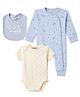 Kookie Kids 100% Cotton Full Sleeves Rainbow & Text Printed Romper With Onesie & Bib - Light Blue