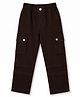 Spark 100% Cotton Woven Full Length Solid Trouser With Cargo Pockets - Dark Brown