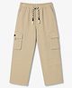 Spark 100% Cotton Woven Full Length Solid Trouser With Cargo Pockets - Beige