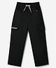 Spark Cotton Woven Full Length Trouser With Text Print & Cargo Pocket - Black