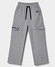 Spark Cotton Woven Full Length Cut N Sew Text Printed Trouser With Cargo Pockets - Light Grey